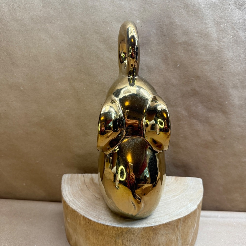 Three Hands Corp Gold Ceramic Elephant Figurine Trunk Up Lucky Decor 66938 - Picture 4 of 7
